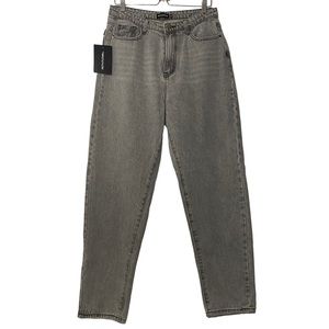 NWT Pretty Little Thing Gray High Waist Mom Jeans Womens 10